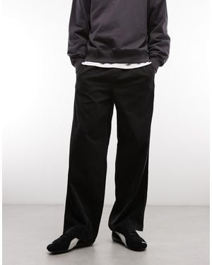 Weekday Oversized Elastic Waist baggy Trousers - Black