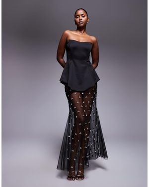 ASOS Premium Moulded Dress With Embellished Maxi Skirt - Black