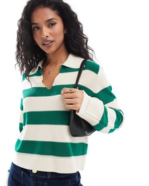 Y.A.S – gestreiftes oversize-strickoberteil - Grün