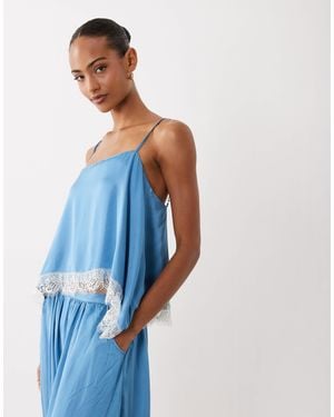 Never Fully Dressed Cami Top With Lace Hem - Blue