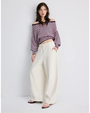 Stradivarius Asymmetrische Trui Met Geribbelde Zoom - Wit
