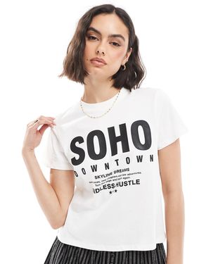 Bershka Soho Oversized Tee - White
