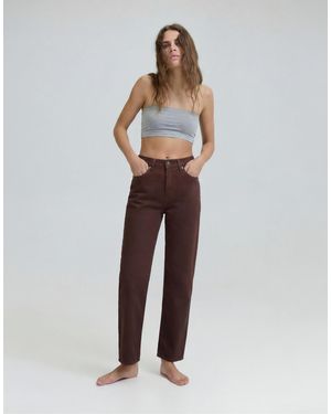 Pull&Bear Jean mom à taille haute - marron clair