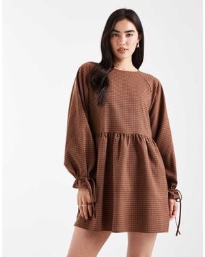 Daisy Street Chuck On Smock Mini Dress - Brown