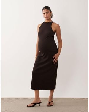ASOS Asos Design Maternity Ribbed Tank Midi Dress - Natural