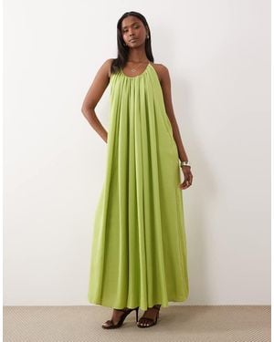 ASOS Trapeze Scoop Neck Maxi Dress With Beaded Back Detail - Green