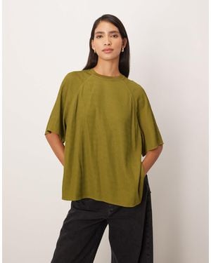 ARRANGE T-shirt hybride texturé à manches raglan - olive - Vert