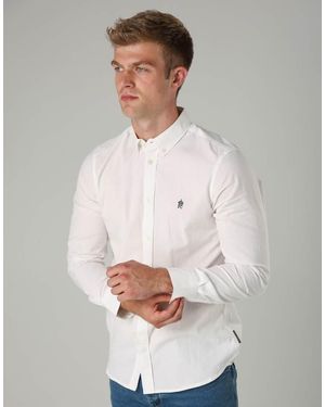 French Connection Camisa Oxford Blanca De Manga Larga De Algodón De - Gris