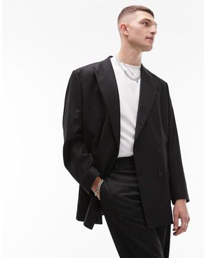 TOPMAN Oversized Double Breasted Blazer - Black