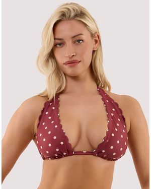 Peek & Beau Hazel Wine Spot High Apex Triangle Bikini Top - Red