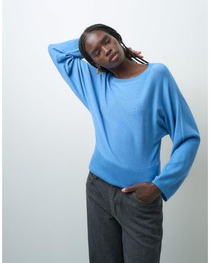 ASOS Pull en maille doux au toucher à col bateau bleu