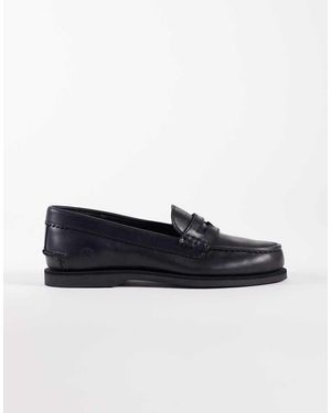 Timberland Náuticos Negros Clásicos De Cuero Granulado De - Azul