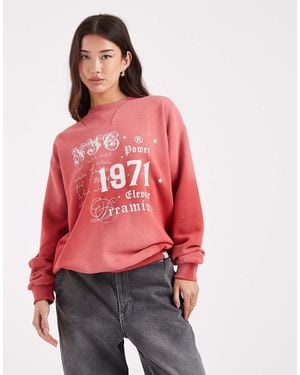Daisy Street Sweatshirt With Dreaming Graphics - Red