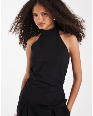 ASOS Asymmetric Halterneck Longline Top - Black