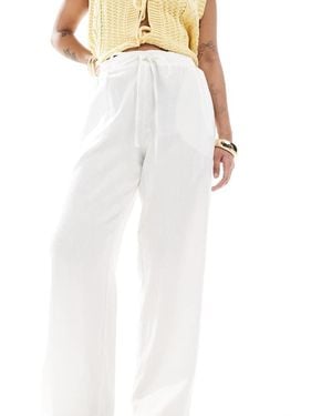New Look Pantalones Blancos De Pernera Ancha De Lino De