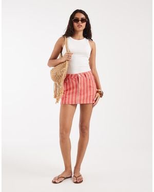 ASOS Gestreepte Minirok Van Denim - Rood