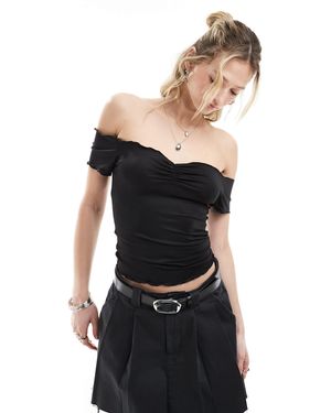 Monki – schulterfreies oberteil - Schwarz