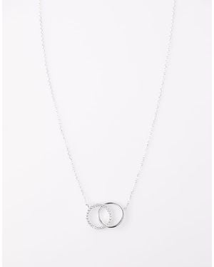 Lovisa Sterling Pave Link Hoop Pendant Necklace - White