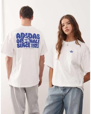 adidas Originals T-Shirt Bianca Con Stampa A Spirale Sul Retro - Bianco
