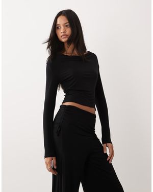 ASOS Long Sleeve With Deep Cowl Co-Ord Top - Black