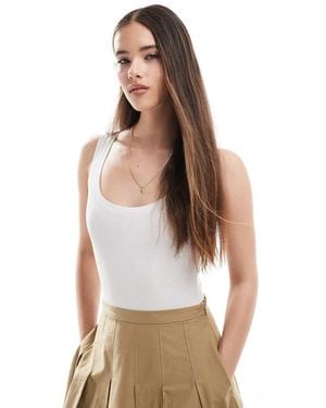 Miss Selfridge Wide Scoop Bodysuit - White