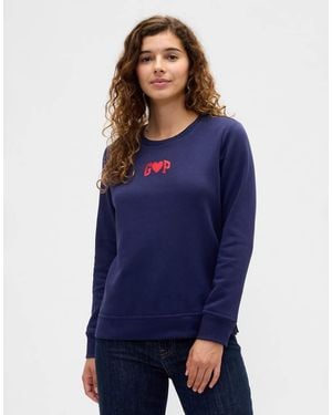 Gap Foil Heart Print Logo Sweatshirt - Blue