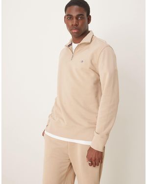 GANT Shield Logo Half Zip Sweatshirt - Natural