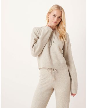 JDY Tall Slouchy Knitted Hoodie Co-ord - Natural