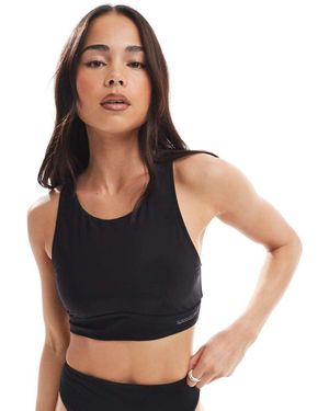 Speedo Swim Tops High Neck Bikini Crop Top - Black