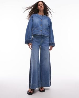 & Other Stories Jeans A Vita Alta A Fondo Ampio Lavaggio Medio Con Pannello Laterale A Contrasto - Blu