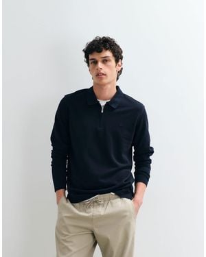 Jack & Jones Polo zippé à manches longues - Bleu