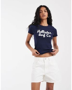 Pieces Mid Waist Denim Shorts - Blue