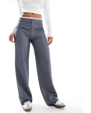 Stradivarius Tailored Trouser With Lace Waistband Detail - Blue