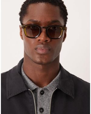 ASOS Square Sunglasses With Lens And Crystal Green Frame - Brown