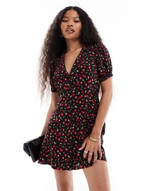 Miss Selfridge Button Through Mini Tea Dress - Brown