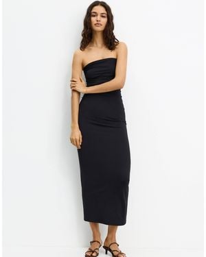 Pull&Bear Polyamide Bandeau Midi Dress - Black