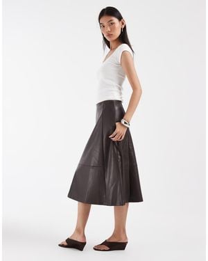 ONLY Falda Midi De Cuero Sintético - Blanco