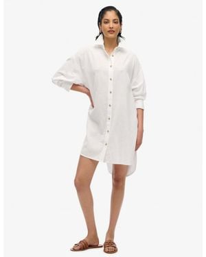 Superdry Ibiza Longline Beach Shirt - White