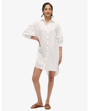 Superdry Ibiza Longline Beach Shirt - White