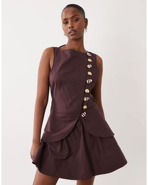 slim fit dress slacks Christen Button-Front Vest Mini Dress