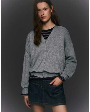 Bershka Basic Cardigan - Grey