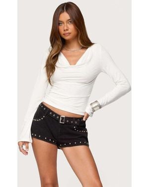 Edikted Marilla Cowl Neck Long Sleeve Top - White