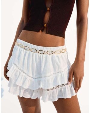 Bershka Cintura A Catena Con Anelli - Bianco