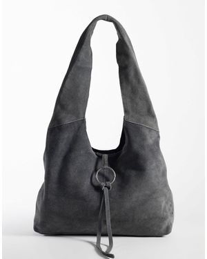 Mango Sac bandoulière en daim - Noir