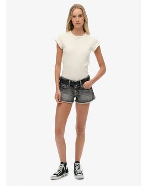 Superdry Low Rise Denim Hot Shorts - Natural