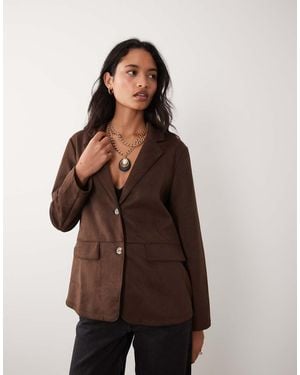 Vila Suede-look Tailored Blazer Co-ord - Brown