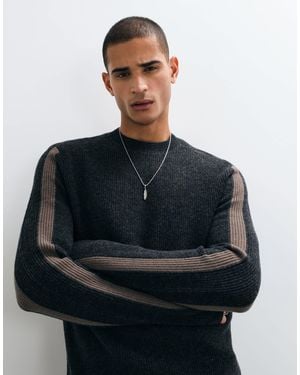 AllSaints Hawke woll-strickpullover mit streifenärmeln - Schwarz
