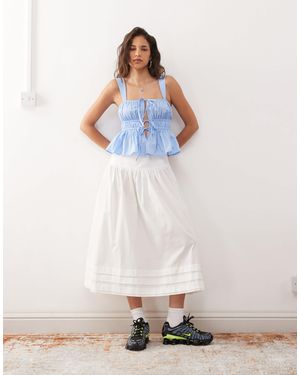 Collusion Prairie Maxi Skirt With Pintuck Detailing - White