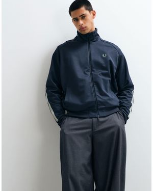 Fred Perry Zweifarbige mesh-tape-kombinationstrackjacke - Blau