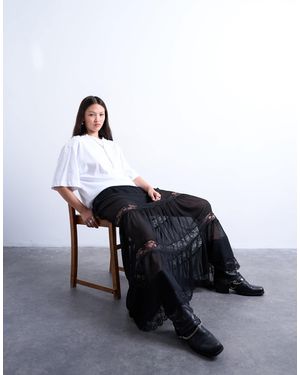 TOPSHOP Sheer Maxi With Lace Inserts - Black